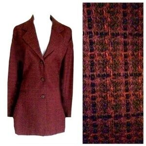 Cranberry & Black Plaid Blazer!!